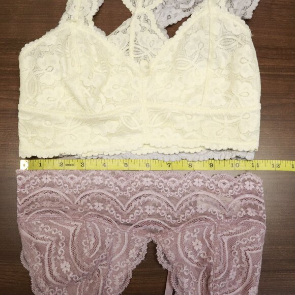 Free People Express Lace Racerback Bralette Set Of 3 Small Dainty Fairy Grunge - Picture 14 of 16